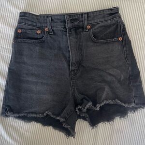 American Eagle Black Denim Frayed Hem Women’s Shorts